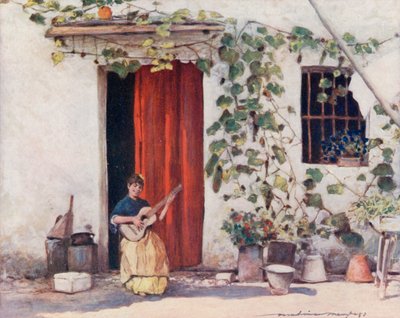 Un Patio, Sevilla de Mortimer Ludington Menpes